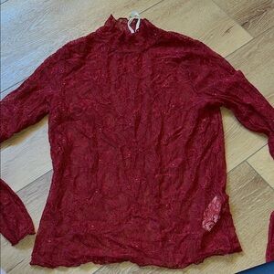 Anthropologie Deep Red Lace Blouse